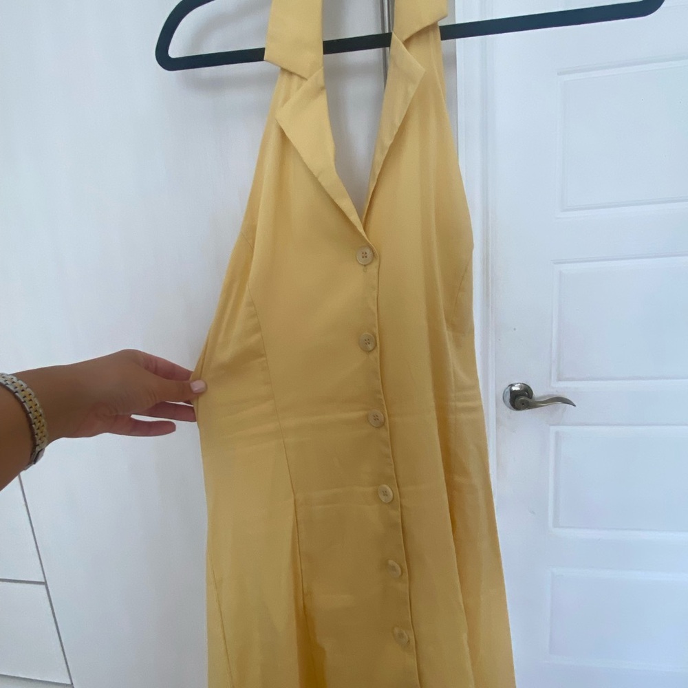 Elegant Yellow Halter Dress